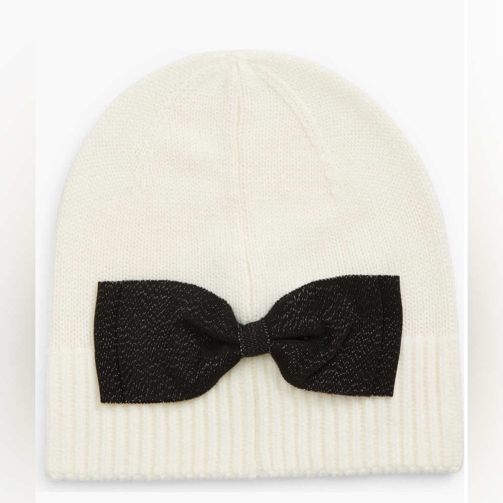 NWT KATE SPADE NEW YORK BOW BEANIE-FRENCH CREAM